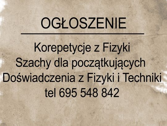 OGŁOSZENIE - KOREPETYCJE